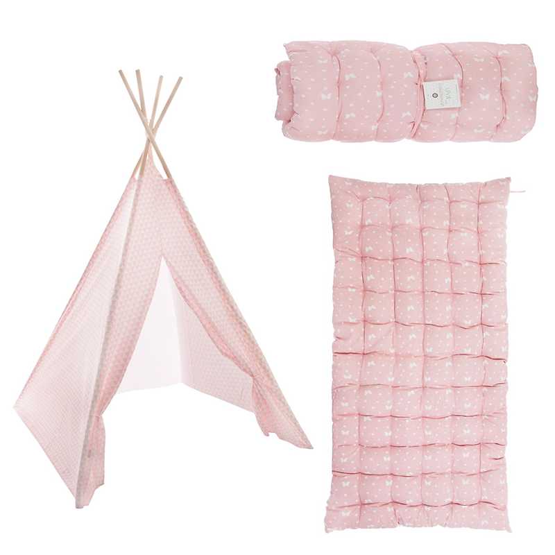 Tente Tipi Enfant avec Tapis - AMAZINGGIRL - Modèle 4 - Rose