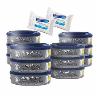 Angelcare Recharges Dress Up lot de 12 recharges octogonale + 60 Lingettes Milton antibactériennes OFFERTES !!