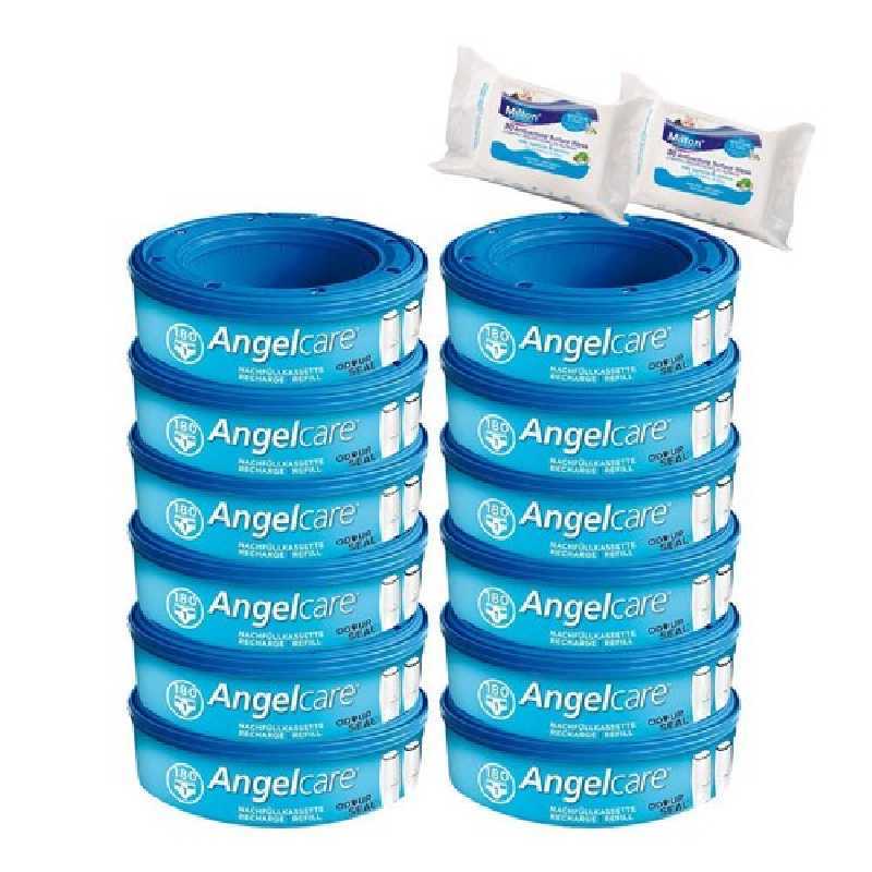 Angelcare Recharges Rondes lot de 12 recharges Classique + 60 Lingettes Milton antibactériennes OFFERTES !! Angelcare Recharges Rondes lot de 12 recharges Classique + 60 Lingettes Milton antibactériennes OFFERTES !!