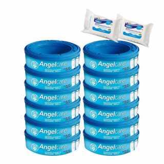 Angelcare Recharges Rondes lot de 12 recharges Classique + 60 Lingettes Milton antibactériennes OFFERTES !!
