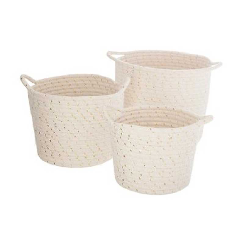 Lot de 3 Paniers de Rangement Lurex en coton Atmosphera