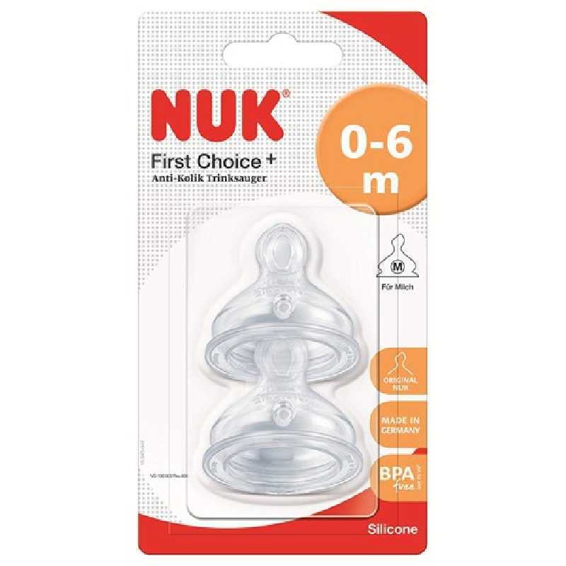 Lot de 2 tétines anti colique First Choice+ Taille M 0-6 mois Nuk