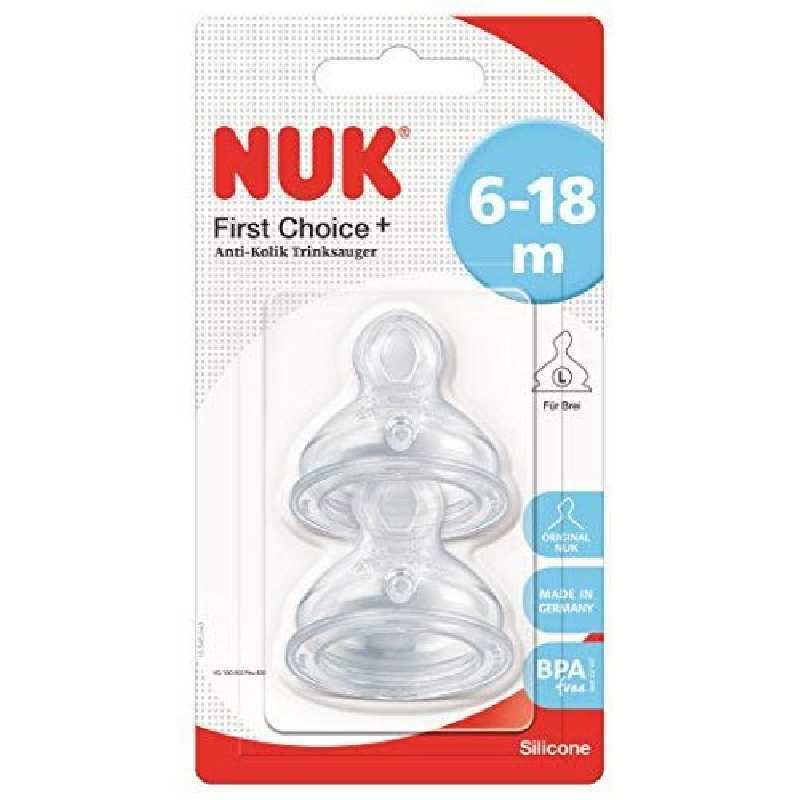 Lot de 2 tétines anti colique First Choice+ Taille L 6-18 mois Nuk Lot de 2 tétines anti colique First Choice+ Taille L 6-18 mois Nuk