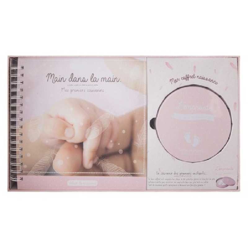 Album de Naissance avec Boîte à Empreinte Rose - Atmosphera For Kids