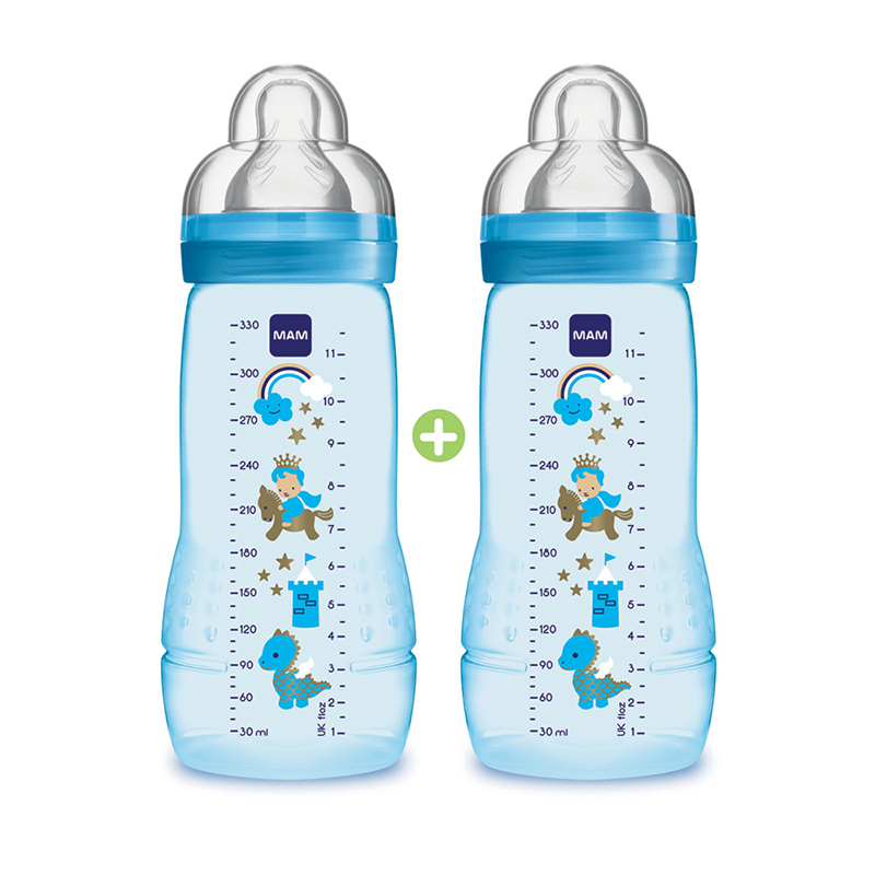 Lot de 2 Biberons Sans BPA 330ml Bleu Mam Lot de 2 Biberons Sans BPA 330ml Bleu Mam