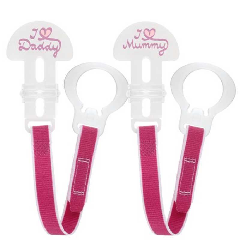 Attache-sucette clip Lot de 2 Rose Mam