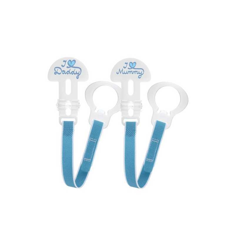 Attache-sucette clip Lot de 2 Bleu Mam