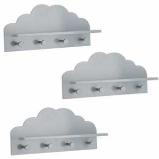 Lot de 3 patères étagères Nuage Gris - Atmosphera For Kids