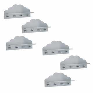 Lot de 6 patères étagères Nuage Gris - Atmosphera For Kids