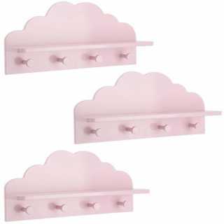 Lot de 3 patères étagères Nuage Rose - Atmosphera For Kids