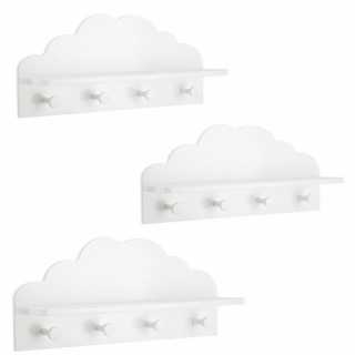 Lot de 3 patères étagères Nuage Blanc - Atmosphera For Kids