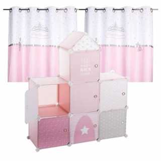 Meuble chateau de rangement avec 2 rideaux princesse - Atmosphera For Kids