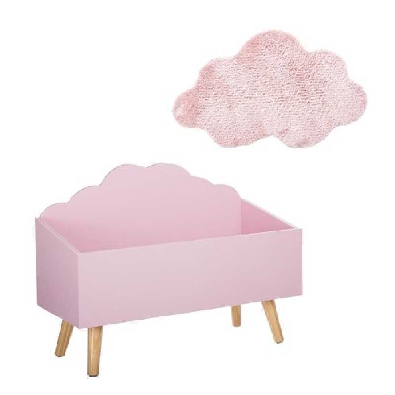 Coffre à Jouets Nuage Rose + Tapis de Chambre Nuage Rose Coffre à Jouets Nuage Rose + Tapis de Chambre Nuage Rose