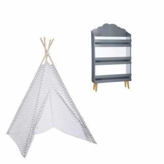 Tipi gris enfant avec Bibliotheque nuage gris - Atmosphera For Kids