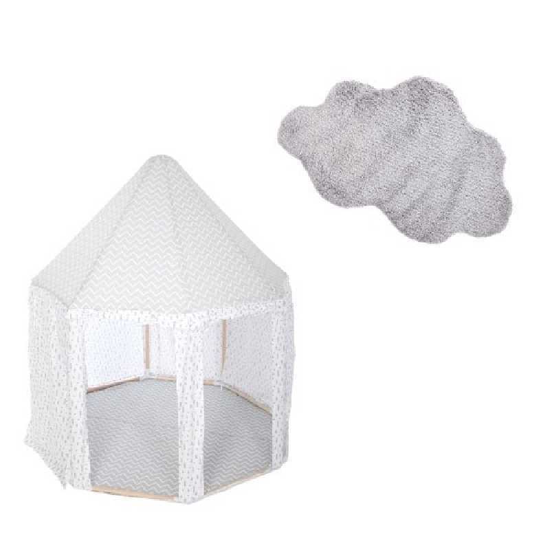Tente enfant yourte Gris + Tapis de chambre nuage Gris Tente enfant yourte Gris + Tapis de chambre nuage Gris