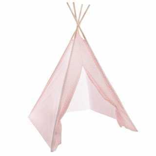 Tipi enfant Rose avec Coffre à jouets à roulettes Rose - Atmosphera For Kids