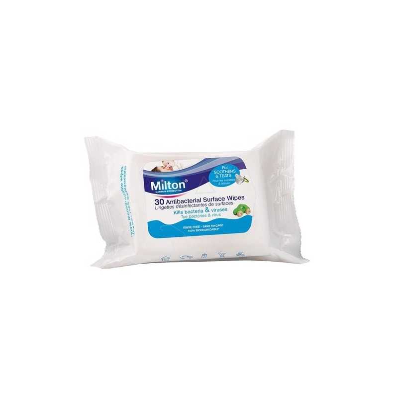 Lingettes désinfectantes de surfaces Lot de 30 Milton