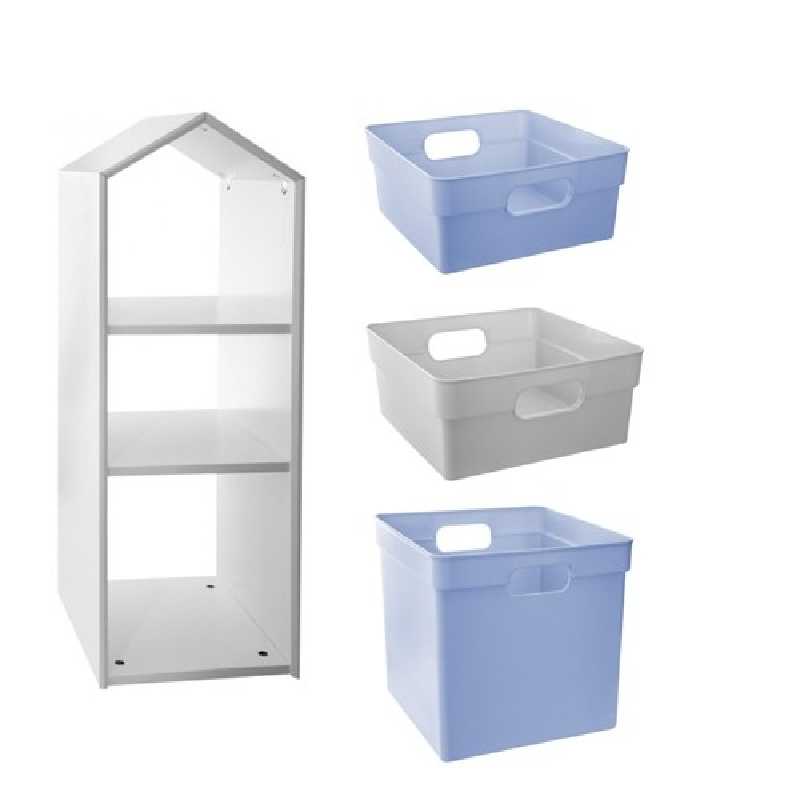 Meuble de rangement Gris + 3 bacs de rangement Meuble de rangement Gris + 3 bacs de rangement