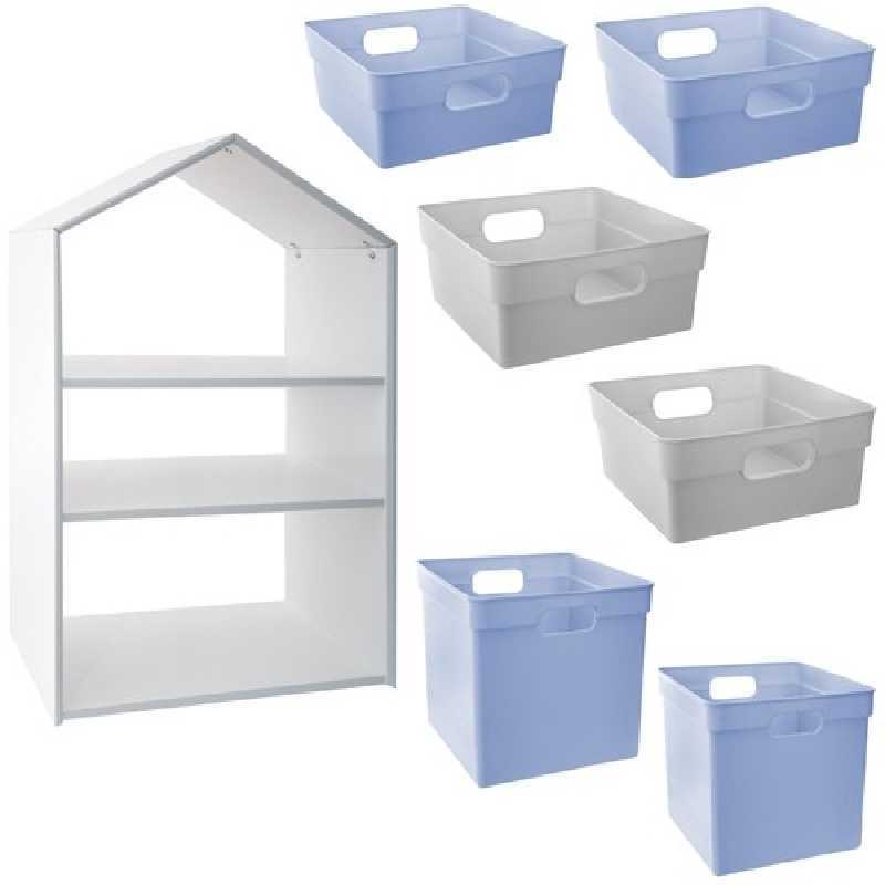 Meuble de rangement Gris + 6 bacs de rangement Meuble de rangement Gris + 6 bacs de rangement