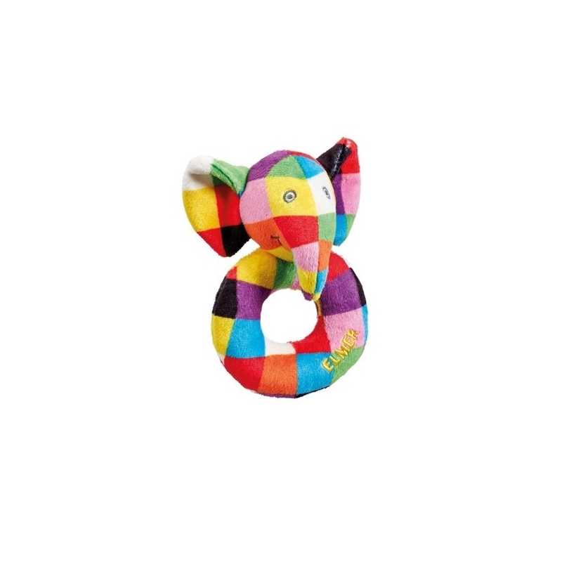 Anneau hochet en peluche éléphant 12cm Anneau hochet en peluche éléphant 12cm