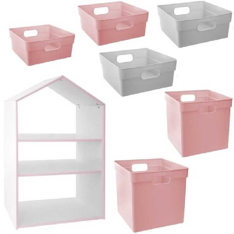 Meuble de rangement Rose + 6 bacs de rangement Meuble de rangement Rose + 6 bacs de rangement