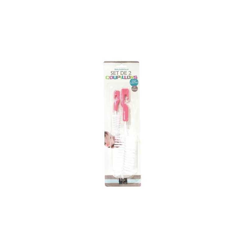 Lot de 2 Goupillons Biberon et Tétine Tom&Zoé - Rose Lot de 2 Goupillons Biberon et Tétine Tom&Zoé - Rose