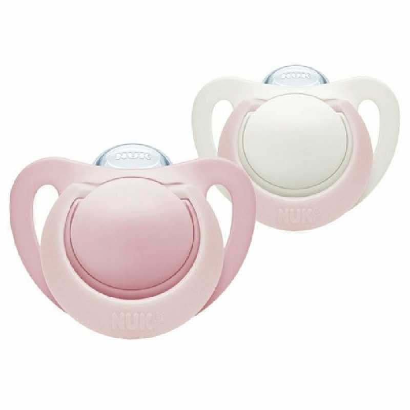 Lot de 2 sucettes Genius Silicone 0-6 mois Rose Lot de 2 sucettes Genius Silicone 0-6 mois Rose