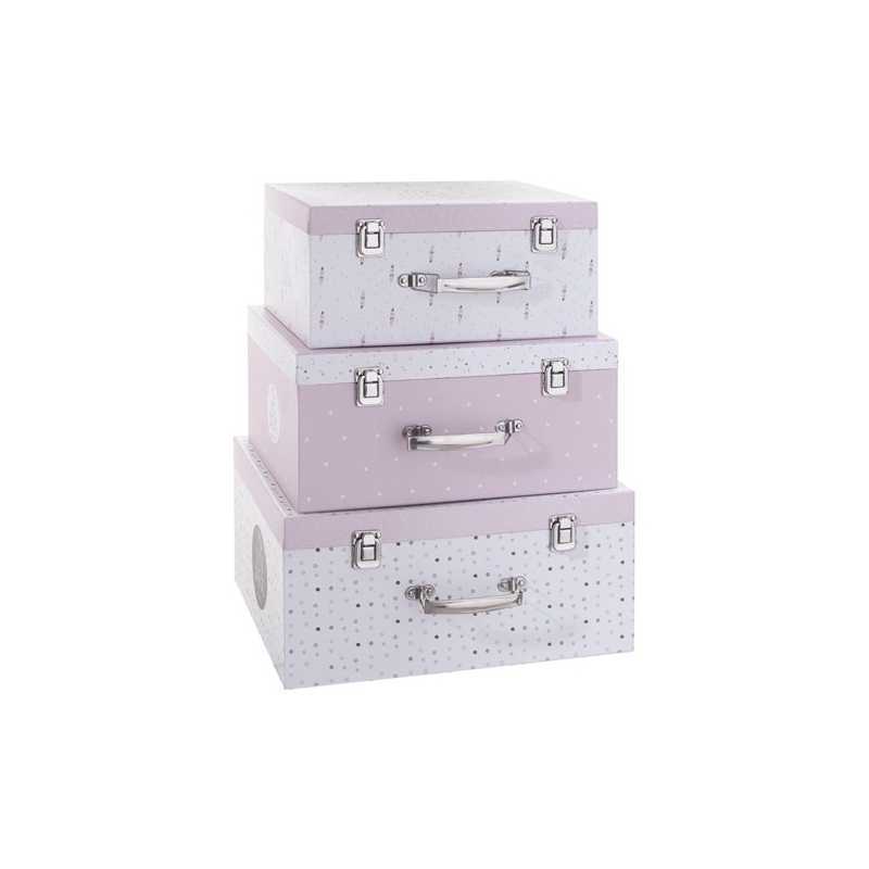 Set de 3 boîtes de rangements en carton Rose Set de 3 boîtes de rangements en carton Rose