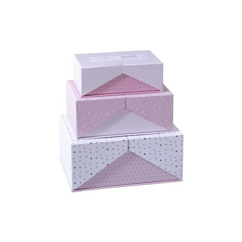Set de 3 boîtes de rangements en carton Surprise Rose Set de 3 boîtes de rangements en carton Surprise Rose
