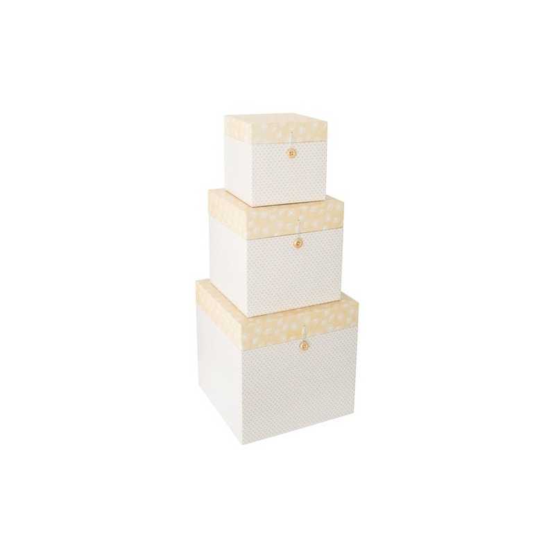 Lot de 3 boîtes décoratives carrées en carton Jaune Lot de 3 boîtes décoratives carrées en carton Jaune