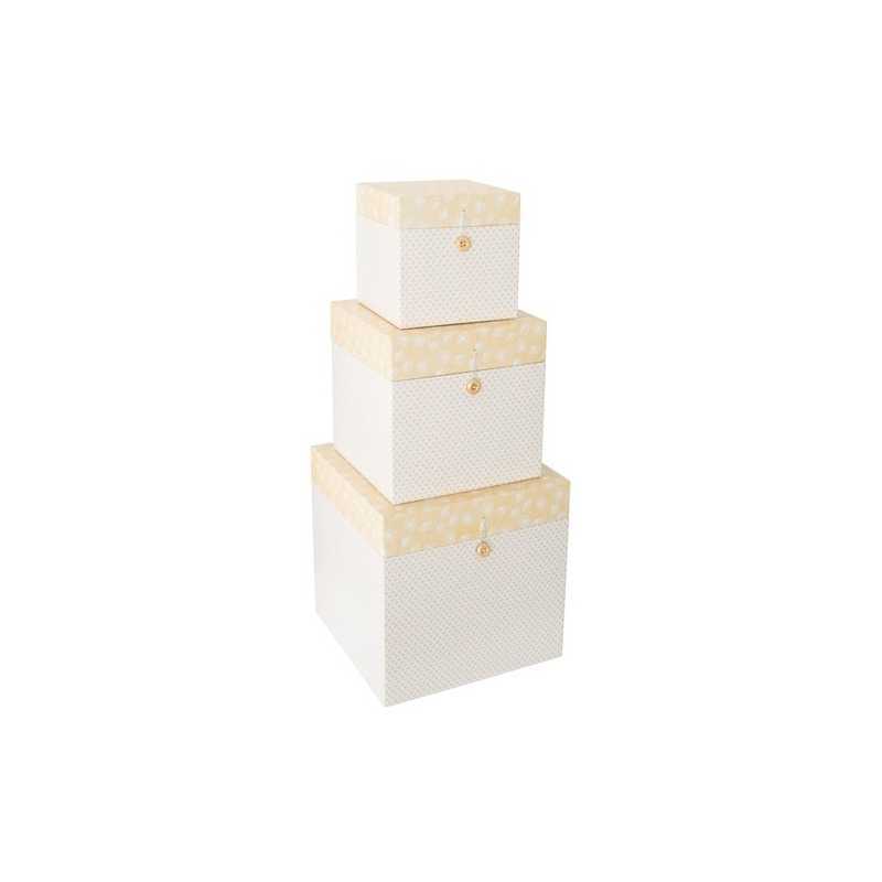 Lot de 3 boîtes décoratives carrées en carton Jaune