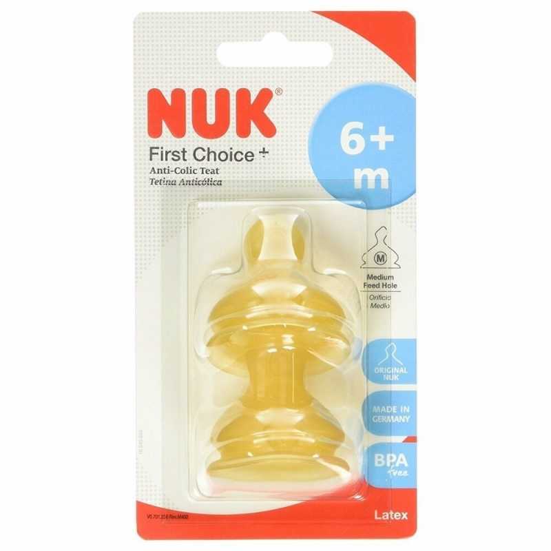 Lot de 2 tétines en latex First Choice Col Moyen 6-18 mois Nuk