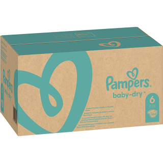 Pampers - Baby Dry - Couches Taille 6 (+15 kg/XL) - Pack économique 1 mois de consommation (x124 couches)