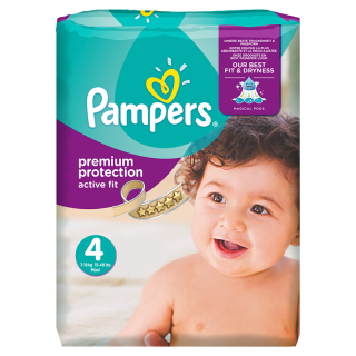 Pampers - Active Fit - Couches Taille 4 (8-16 kg/Maxi) - Pack économique 1 mois (x168 couches)