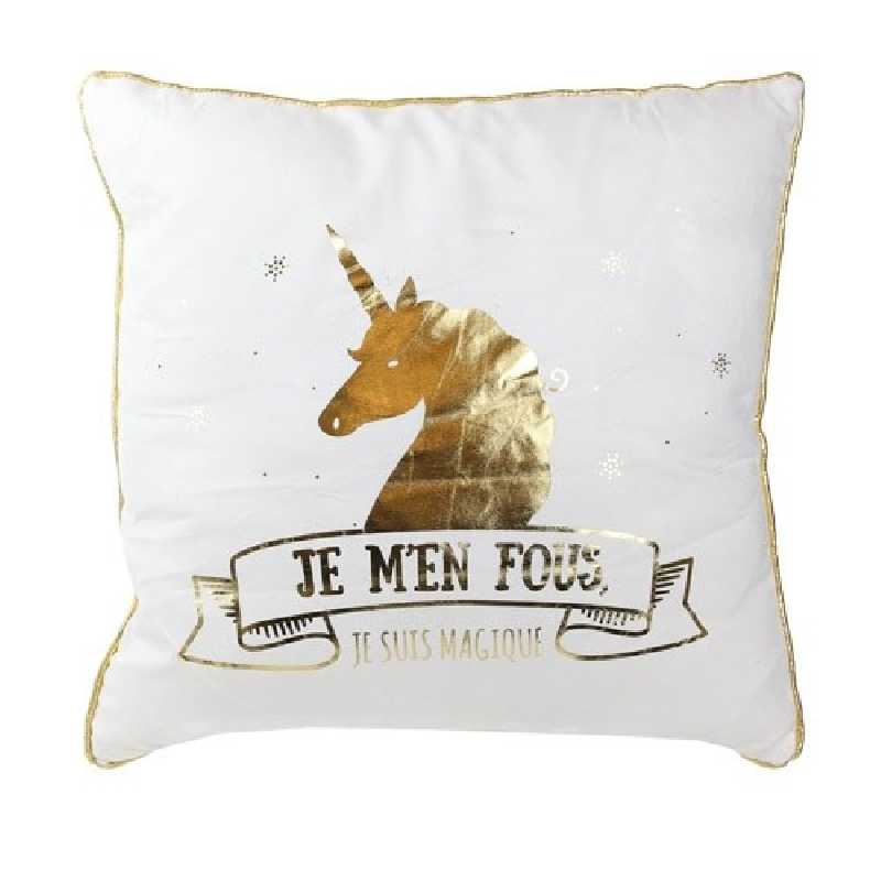 Coussin décoratif Licorne 40x40 Doré