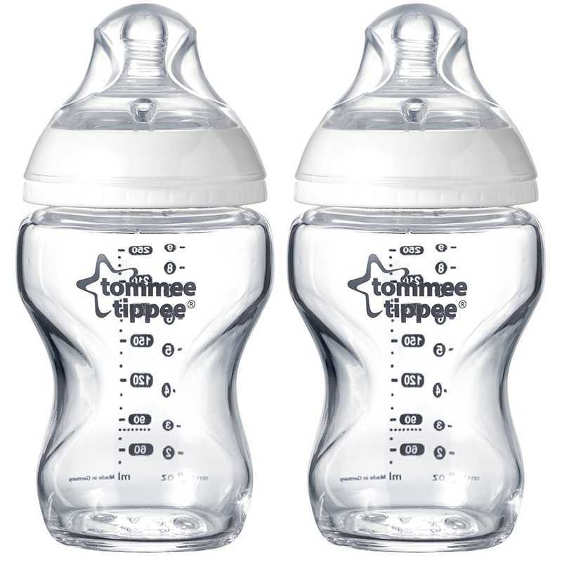 Lot de 2 Biberons en Verre Tommee Tippee +0m 250ml Lot de 2 Biberons en Verre Tommee Tippee +0m 250ml