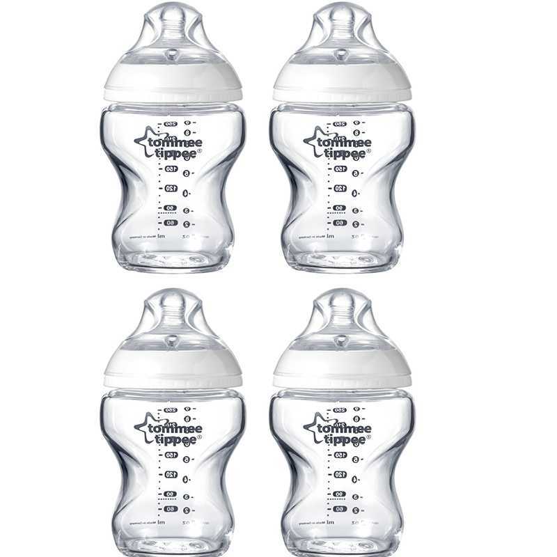 Lot de 4 Biberons en Verre Tommee Tippee +0m 250ml Lot de 4 Biberons en Verre Tommee Tippee +0m 250ml