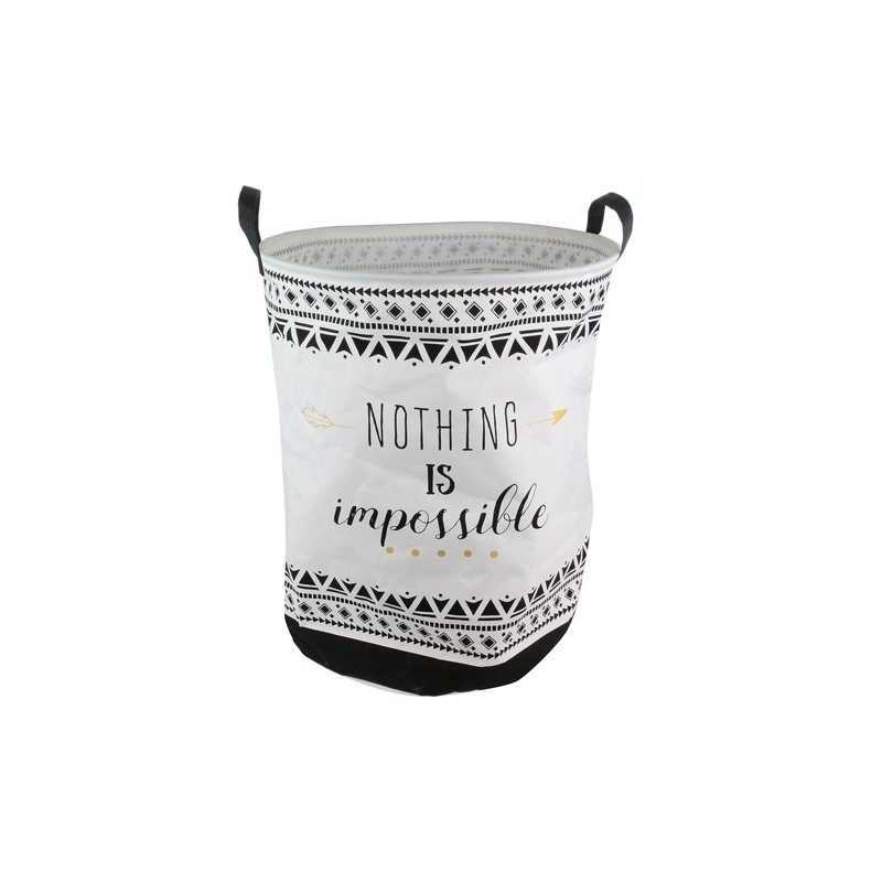 Panier à linge Rond en tissu Noir Blanc 63L Panier à linge Rond en tissu Noir Blanc 63L
