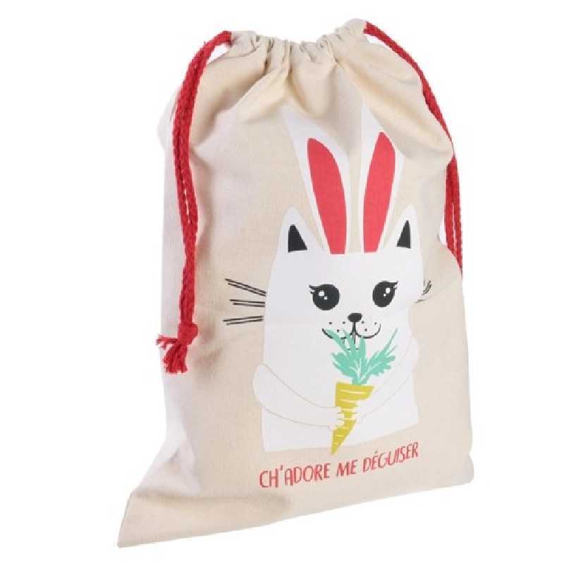 Sac à ranger pyjama et doudou Lapin 35 x 27