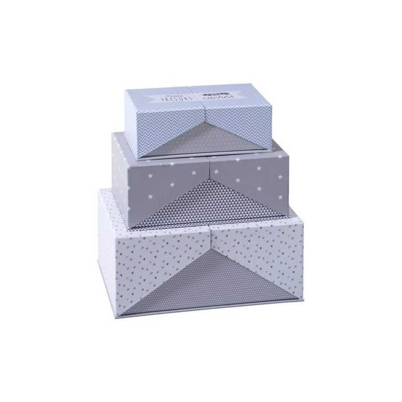 Set de 3 boîtes de rangements en carton Surprise Gris Set de 3 boîtes de rangements en carton Surprise Gris