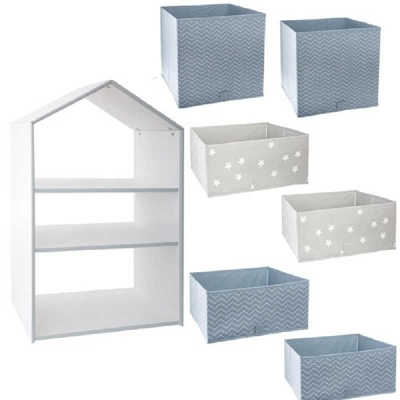 Meuble de rangement Gris + 6 paniers de rangement Meuble de rangement Gris + 6 paniers de rangement