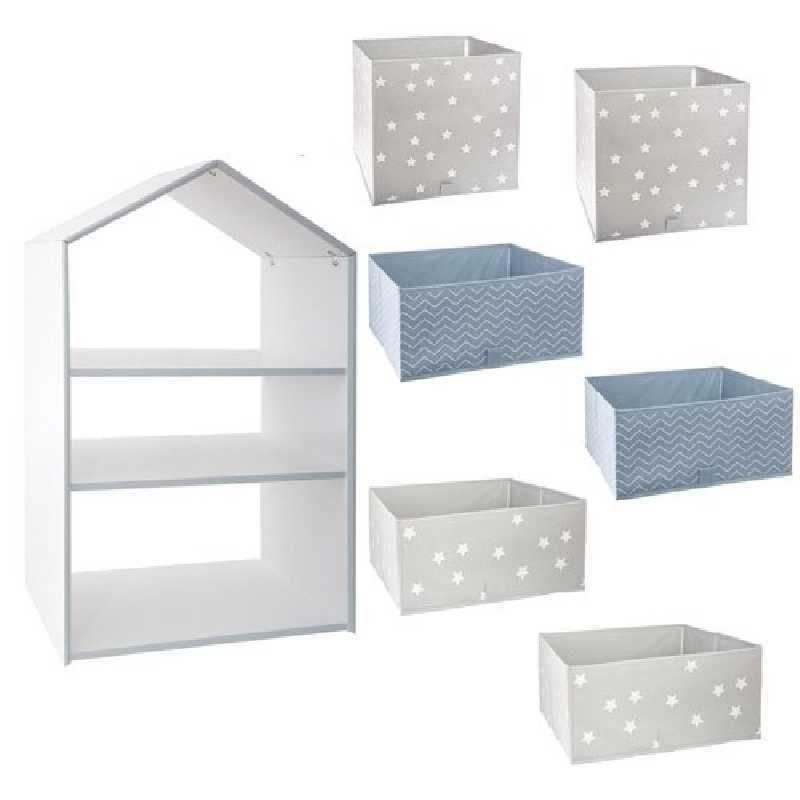 Meuble de rangement Gris + 6 paniers de rangement Meuble de rangement Gris + 6 paniers de rangement