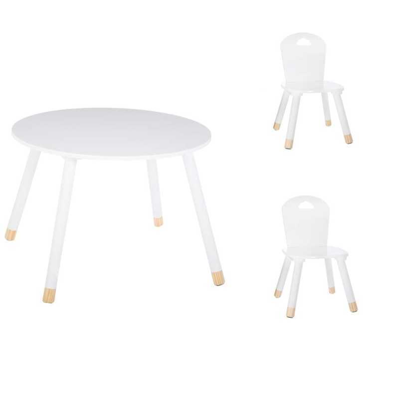 Set Table douceur blanc + 2 chaises douceur blanc