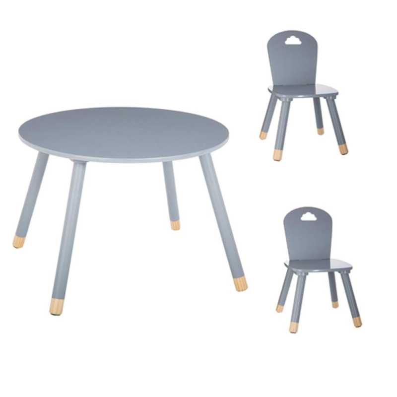 Set Table douceur gris + 2 chaises douceur gris