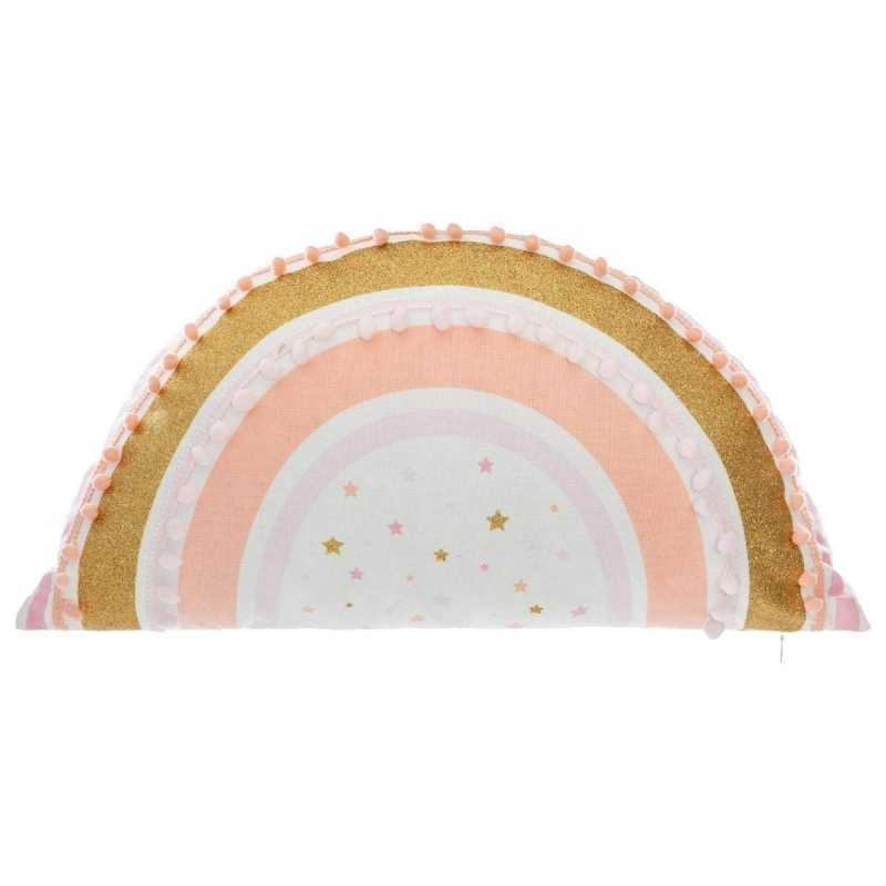 Coussin décoratif arc en ciel pompons Coussin décoratif arc en ciel pompons