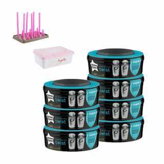 Recharge Lot de 7 + Coffret Egouttoir Biberon + Boite Lingettes ROS - Sangenic