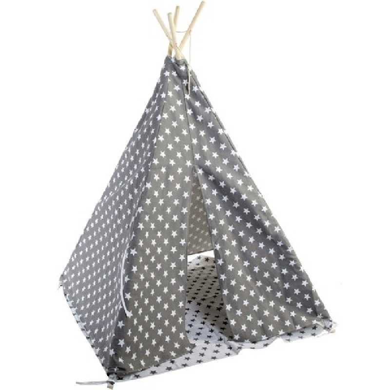 Tipi en coton et toile étoiles gris