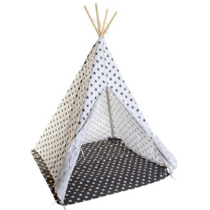 Tipi en coton et toile étoiles blanc