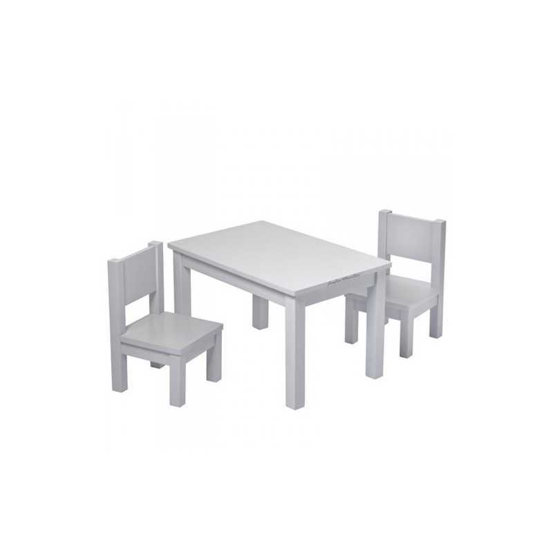 Set Table Hevea Grise + 2 chaises Hevea Grises