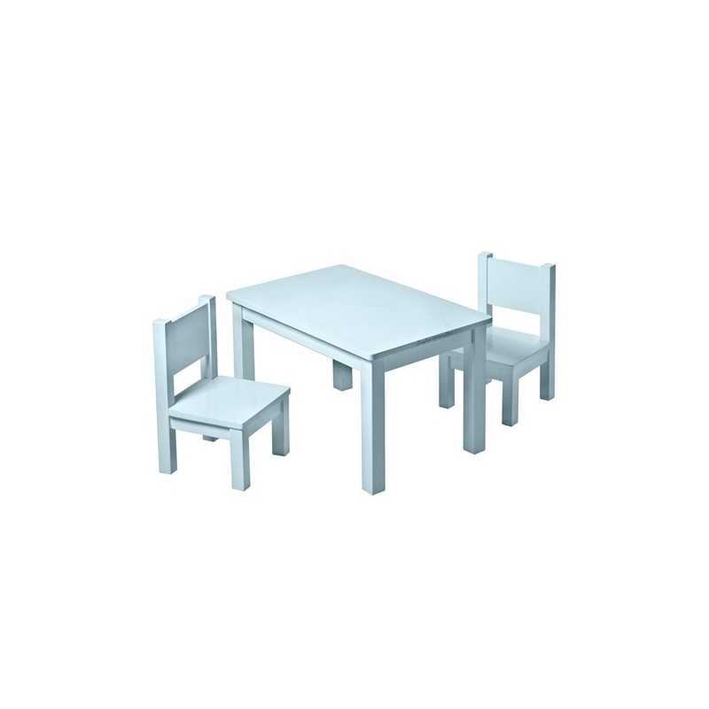 Set Table Hevea Bleue Grise + 2 chaises Hevea Bleues Grises